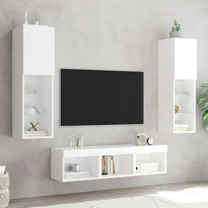 vidaXL 5 Piece TV Wall Units with LED White Engineered Wood