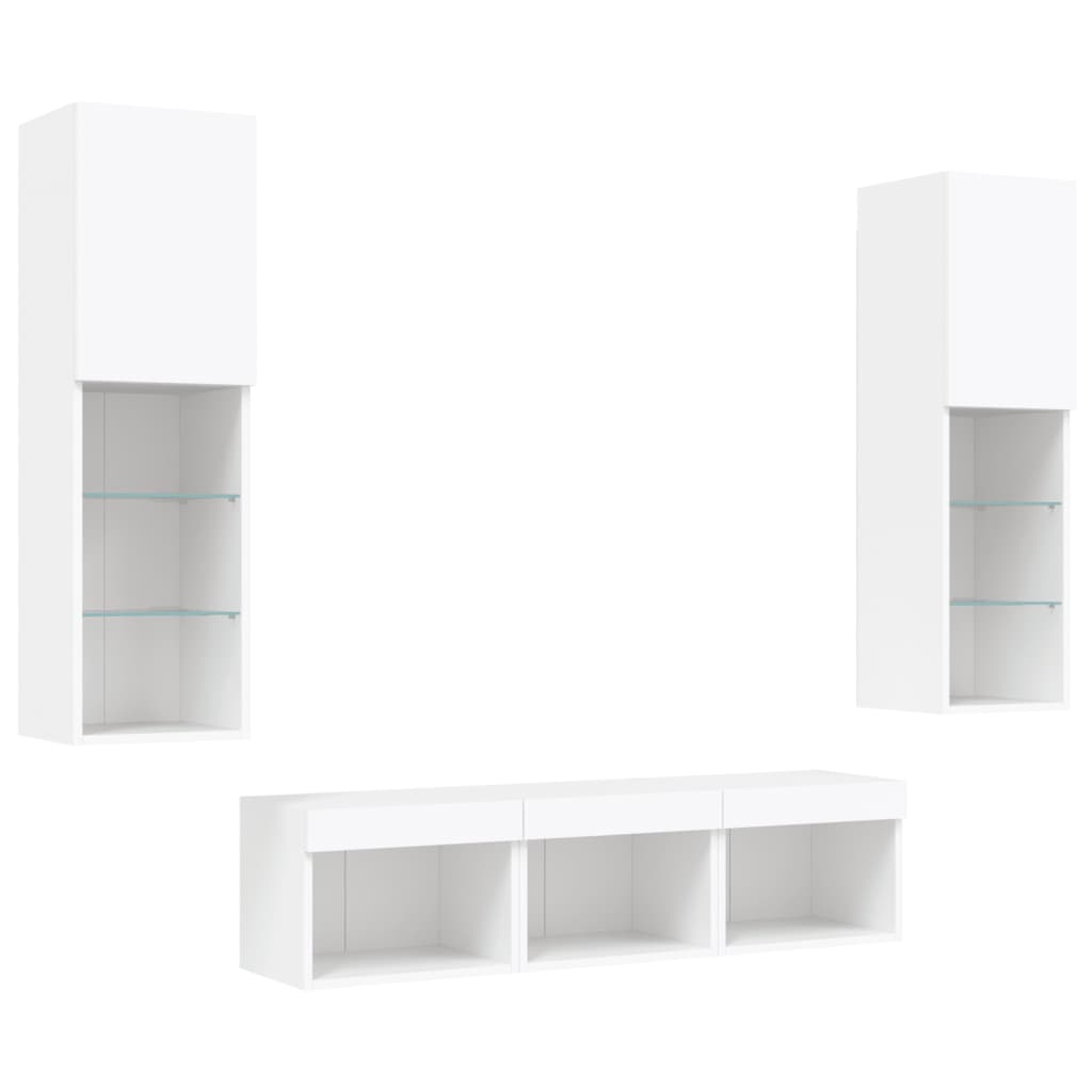 vidaXL 5 Piece TV Wall Units with LED White Engineered Wood