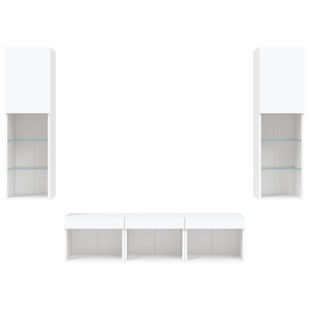 vidaXL 5 Piece TV Wall Units with LED White Engineered Wood