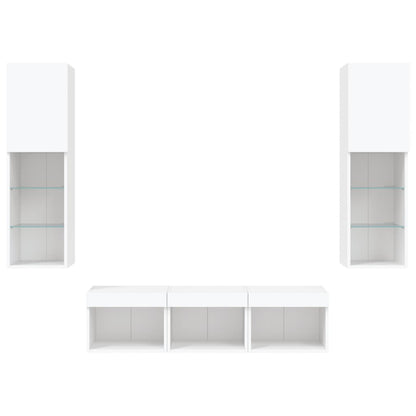 vidaXL 5 Piece TV Wall Units with LED White Engineered Wood