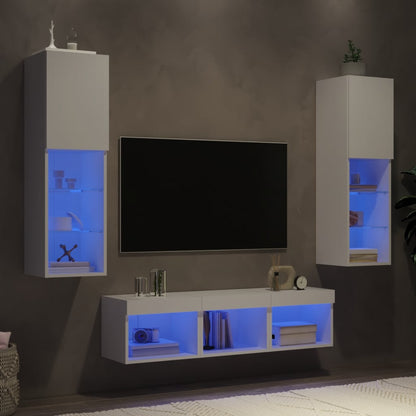 vidaXL 5 Piece TV Wall Units with LED White Engineered Wood