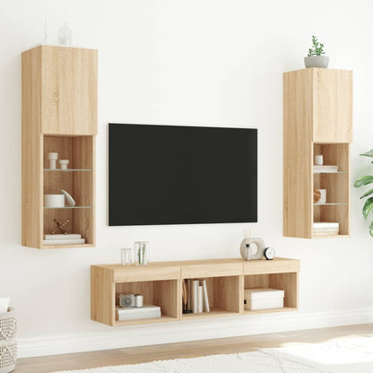 vidaXL 5 Piece TV Wall Units with LED Sonoma Oak Engineered Wood