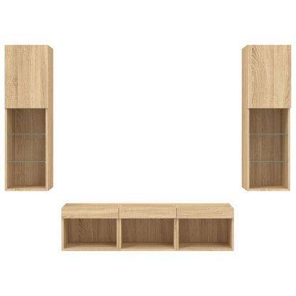 vidaXL 5 Piece TV Wall Units with LED Sonoma Oak Engineered Wood