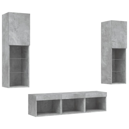 vidaXL 5 Piece TV Wall Units with LED Concrete Grey Engineered Wood