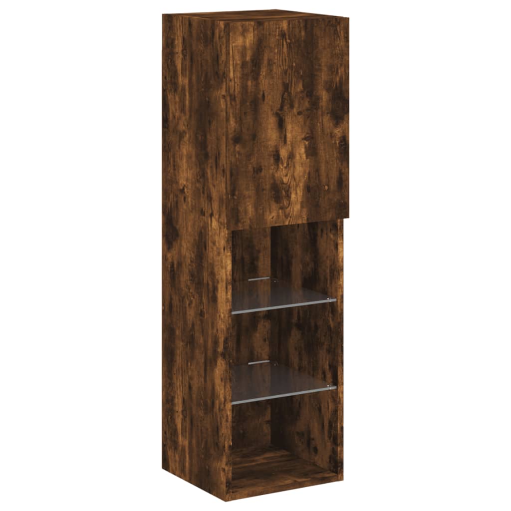 vidaXL 5 Piece TV Wall Units with LED Smoked Oak Engineered Wood