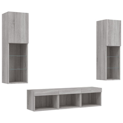 vidaXL 5 Piece TV Wall Units with LED Grey Sonoma Engineered Wood