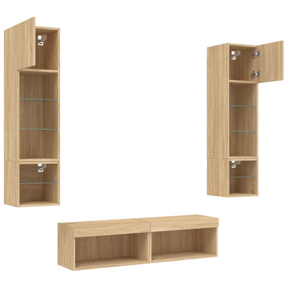vidaXL 6 Piece TV Wall Units with LED Sonoma Oak Engineered Wood