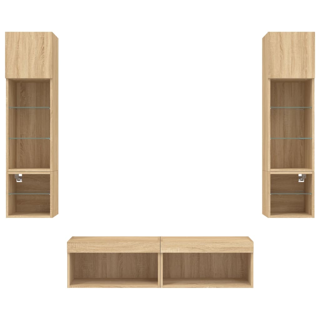 vidaXL 6 Piece TV Wall Units with LED Sonoma Oak Engineered Wood