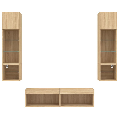 vidaXL 6 Piece TV Wall Units with LED Sonoma Oak Engineered Wood