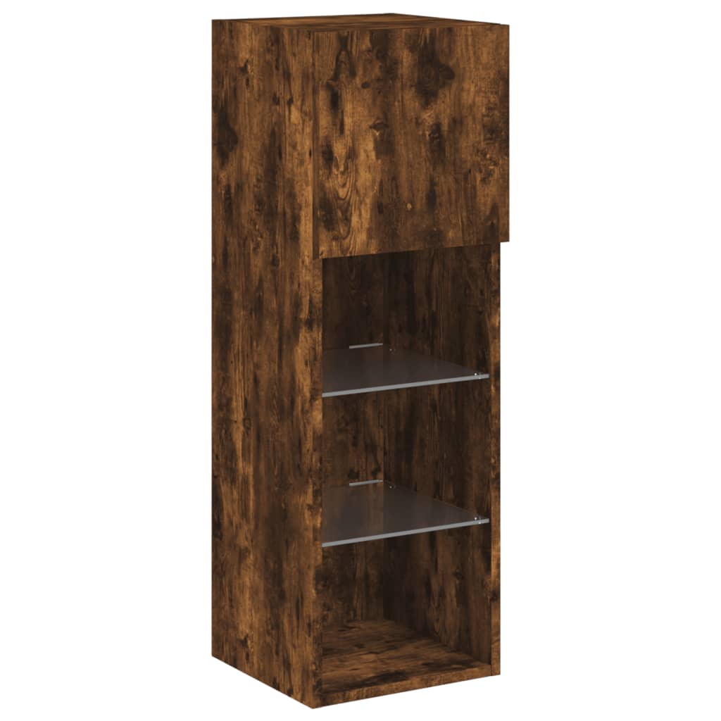 vidaXL 6 Piece TV Wall Units with LED Smoked Oak Engineered Wood