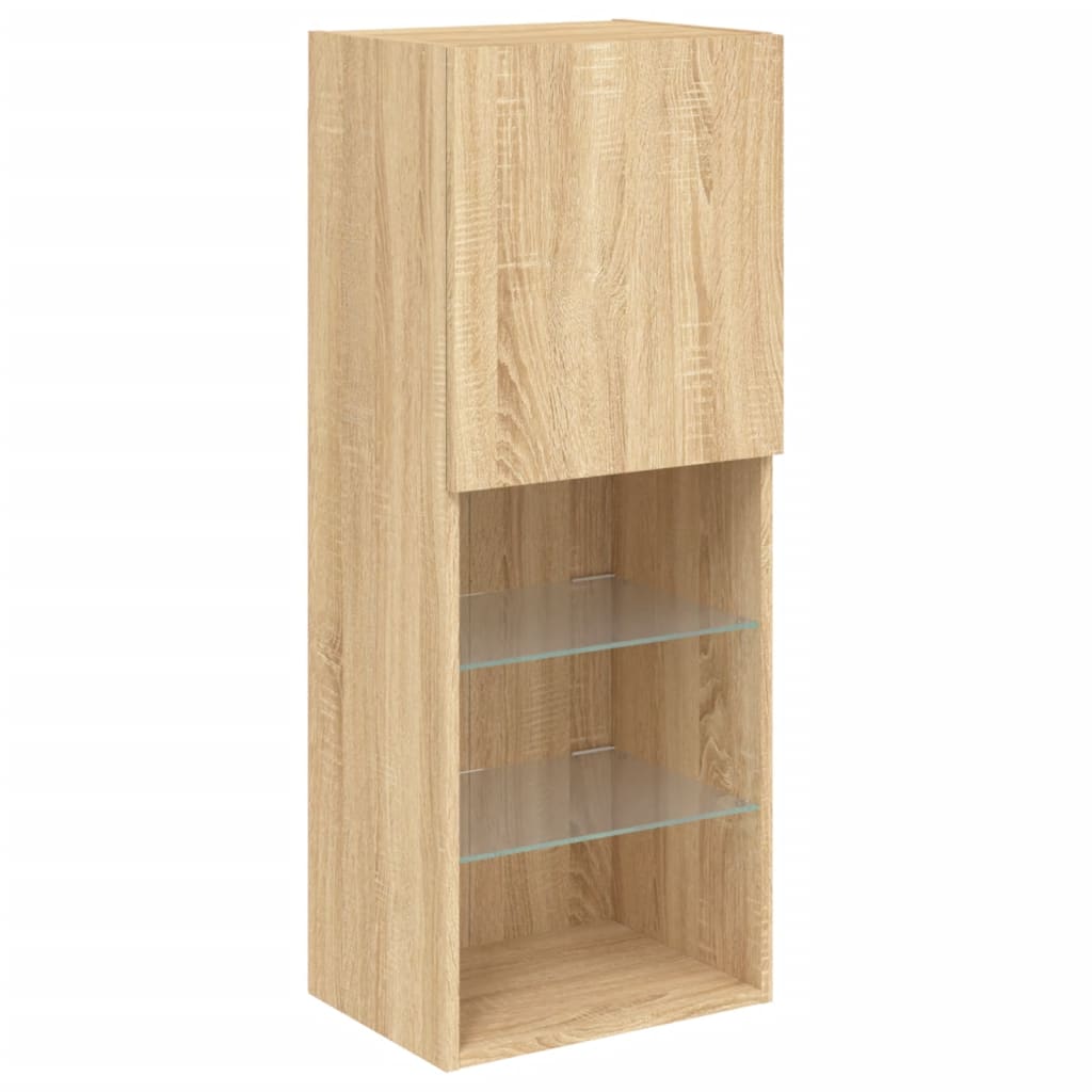 vidaXL 4 Piece TV Wall Units with LED Sonoma Oak Engineered Wood