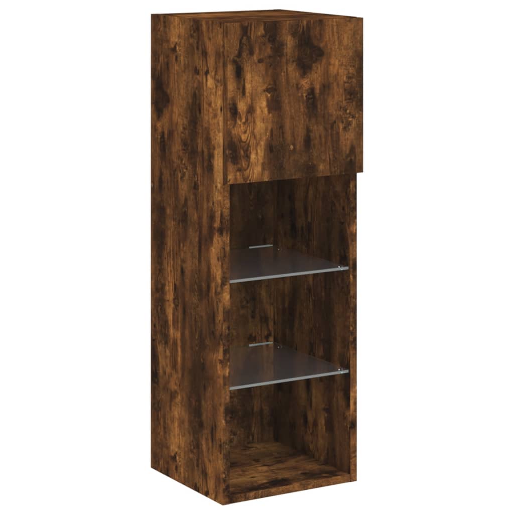 vidaXL 4 Piece TV Wall Units with LED Smoked Oak Engineered Wood