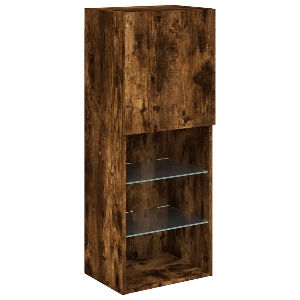 vidaXL 4 Piece TV Wall Units with LED Smoked Oak Engineered Wood