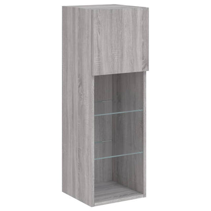 vidaXL 4 Piece TV Wall Units with LED Grey Sonoma Engineered Wood