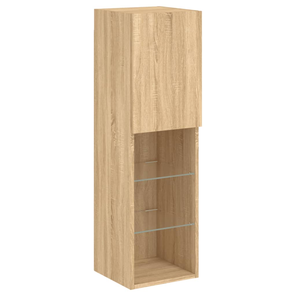 vidaXL 4 Piece TV Wall Units with LED Sonoma Oak Engineered Wood
