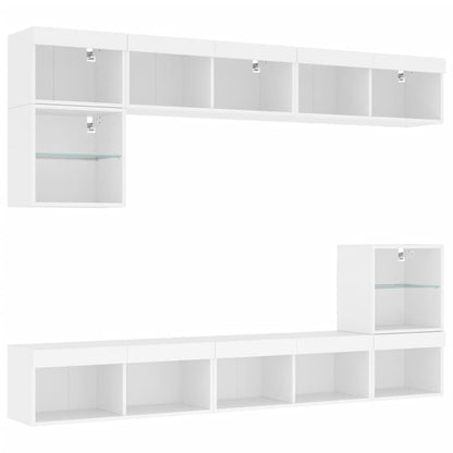 vidaXL TV Wall Unit | White | Engineered wood and glass | Large | TV Wall Unit
