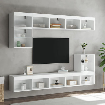 vidaXL 8 Piece TV Wall Units with LED White Engineered Wood