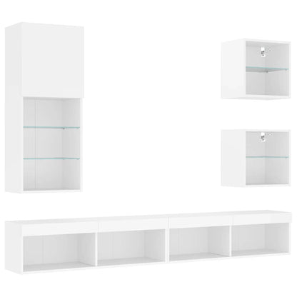 vidaXL 5 Piece TV Wall Units with LED White Engineered Wood