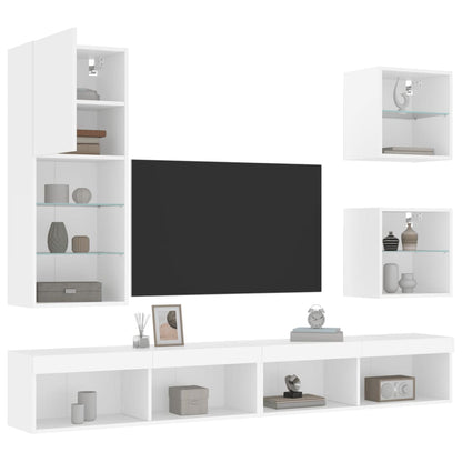 vidaXL 5 Piece TV Wall Units with LED White Engineered Wood