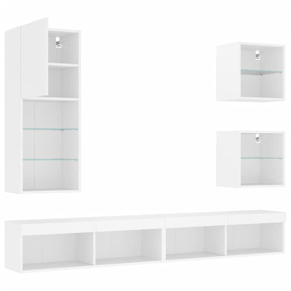 vidaXL 5 Piece TV Wall Units with LED White Engineered Wood