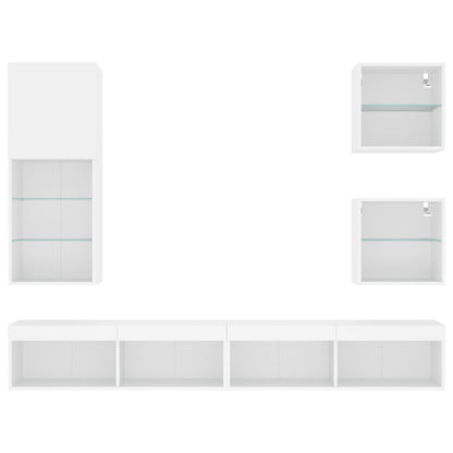 vidaXL 5 Piece TV Wall Units with LED White Engineered Wood