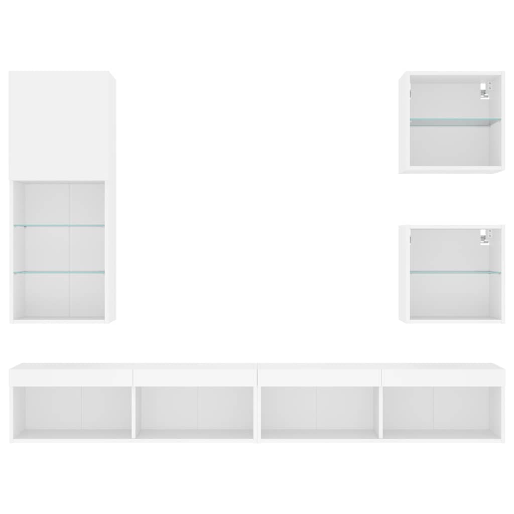 vidaXL 5 Piece TV Wall Units with LED White Engineered Wood