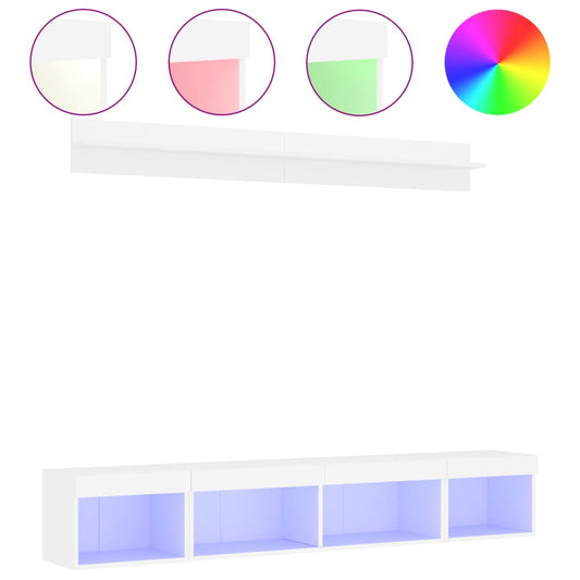 vidaXL 5 Piece TV Wall Units with LED White Engineered Wood