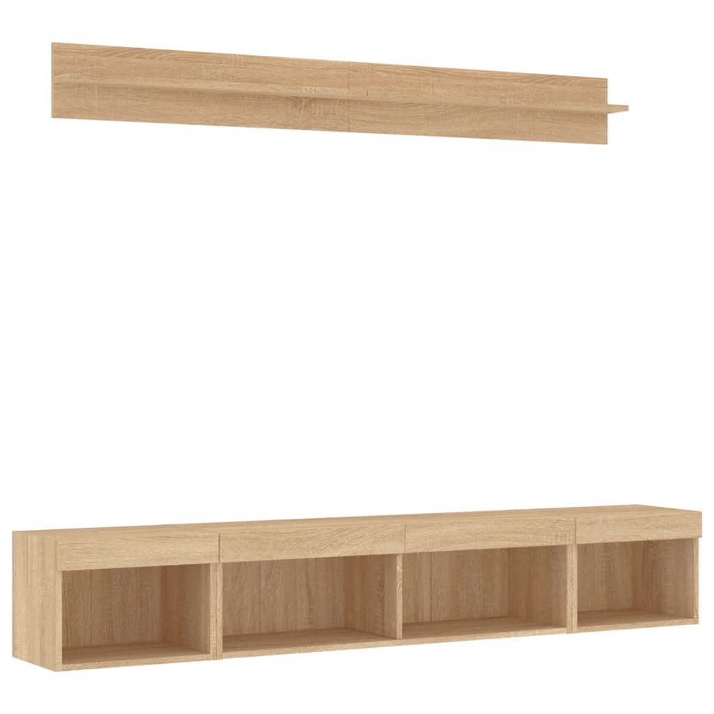 vidaXL 5 Piece TV Wall Units with LED Sonoma Oak Engineered Wood