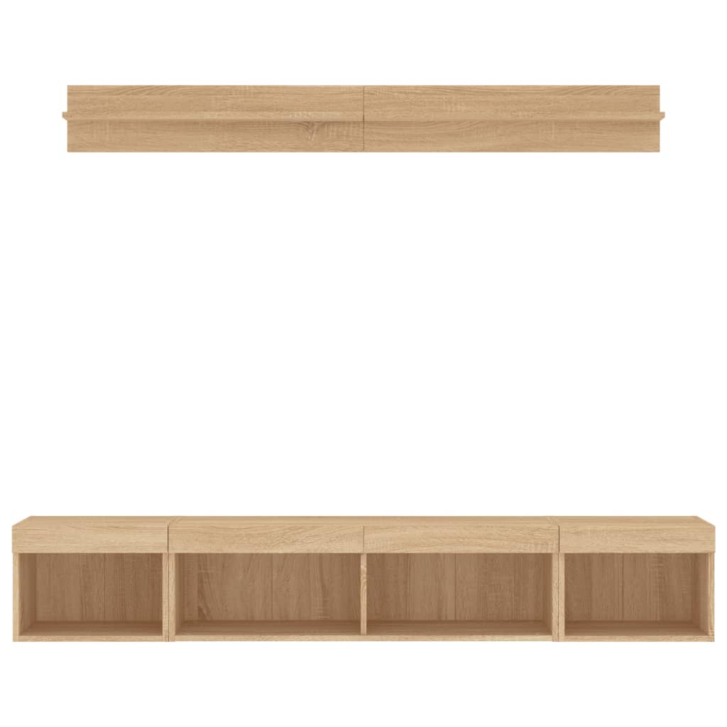 vidaXL 5 Piece TV Wall Units with LED Sonoma Oak Engineered Wood