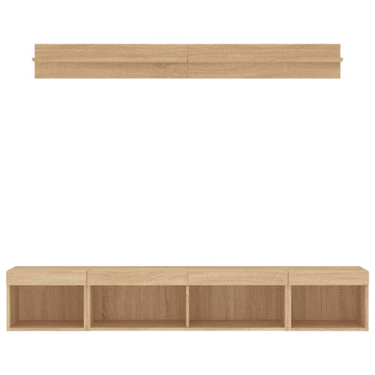 vidaXL 5 Piece TV Wall Units with LED Sonoma Oak Engineered Wood
