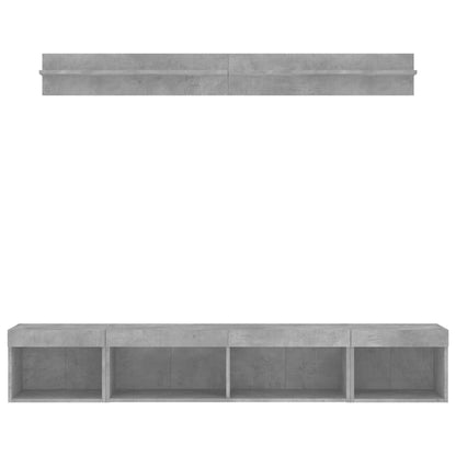 vidaXL 5 Piece TV Wall Units with LED Concrete Grey Engineered Wood