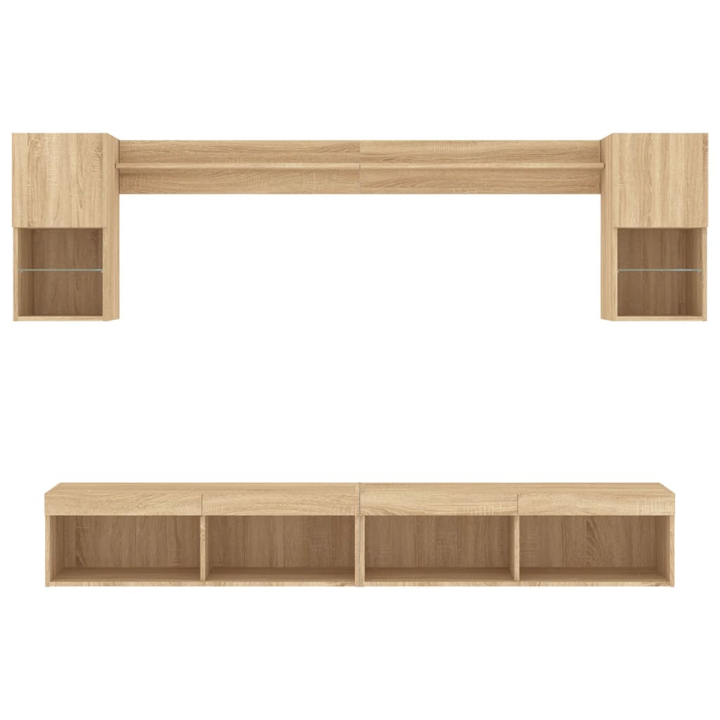 vidaXL 6 Piece TV Wall Units with LED Sonoma Oak Engineered Wood