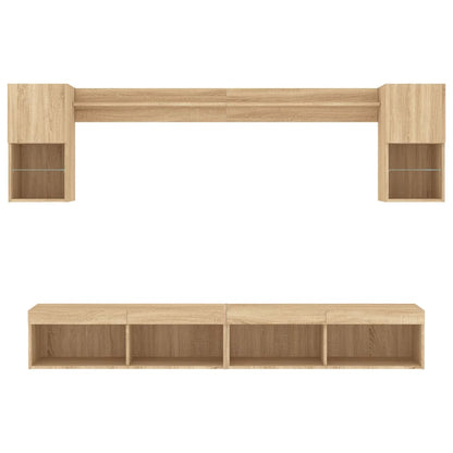 vidaXL 6 Piece TV Wall Units with LED Sonoma Oak Engineered Wood