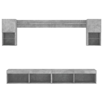 vidaXL 6 Piece TV Wall Units with LED Concrete Grey Engineered Wood