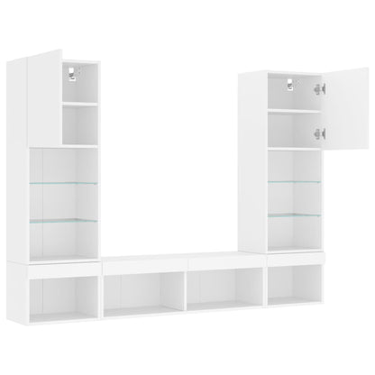 vidaXL 5 Piece TV Wall Units with LED White Engineered Wood