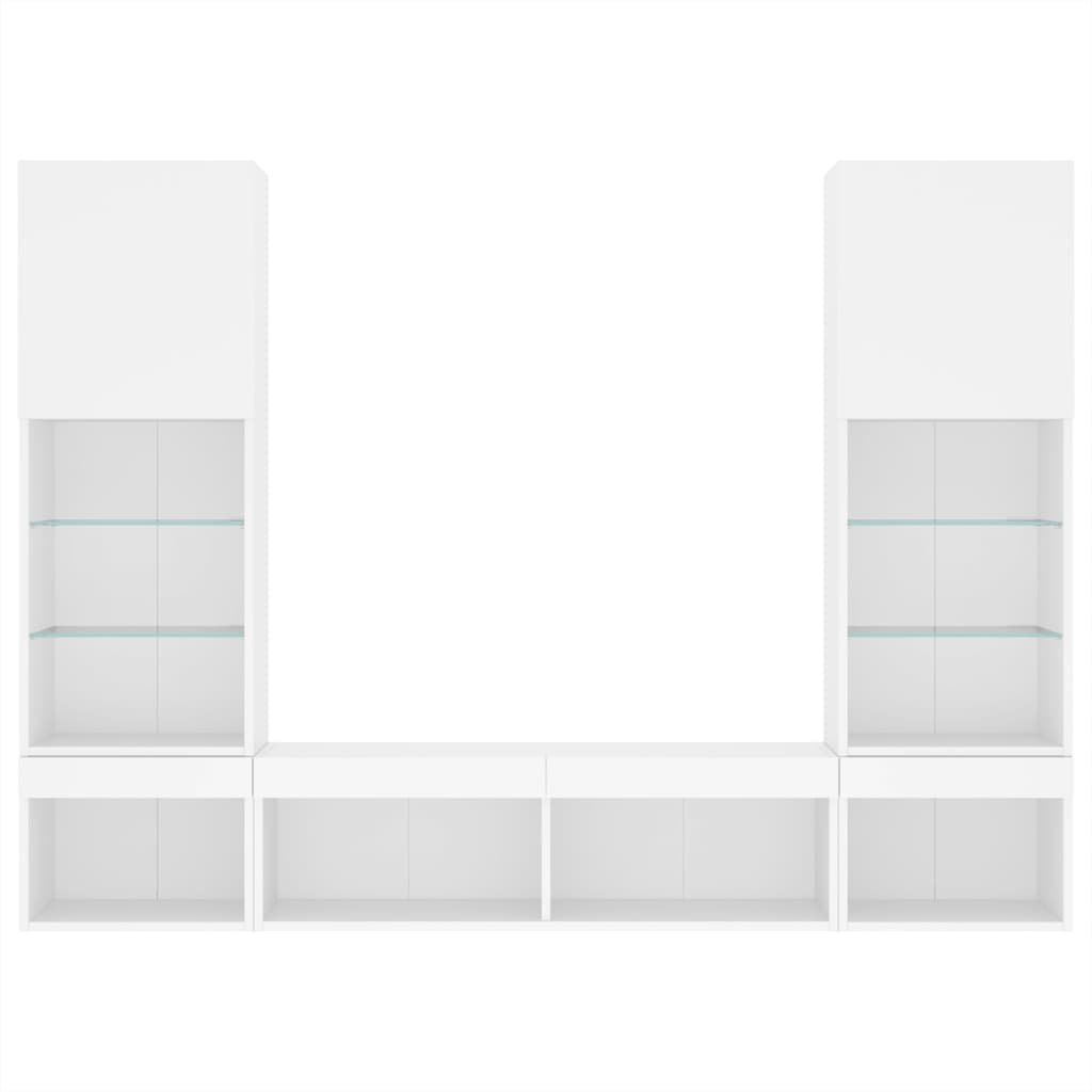 vidaXL 5 Piece TV Wall Units with LED White Engineered Wood