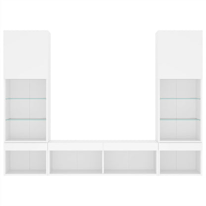 vidaXL 5 Piece TV Wall Units with LED White Engineered Wood