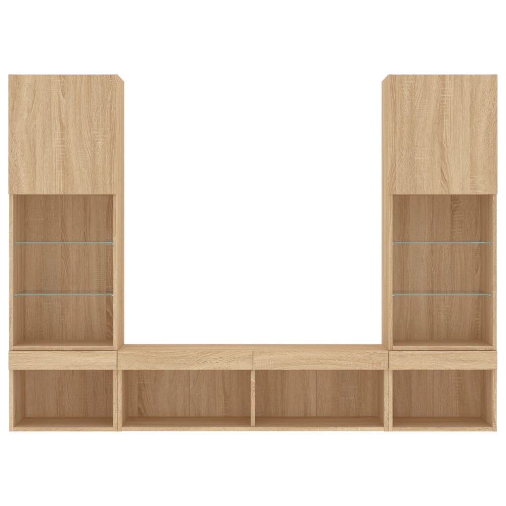 vidaXL 5 Piece TV Wall Units with LED Sonoma Oak Engineered Wood