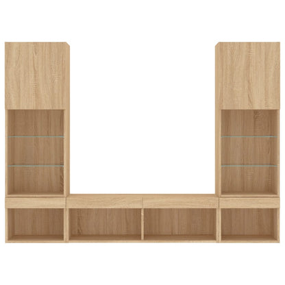 vidaXL 5 Piece TV Wall Units with LED Sonoma Oak Engineered Wood