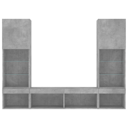 vidaXL 5 Piece TV Wall Units with LED Concrete Grey Engineered Wood