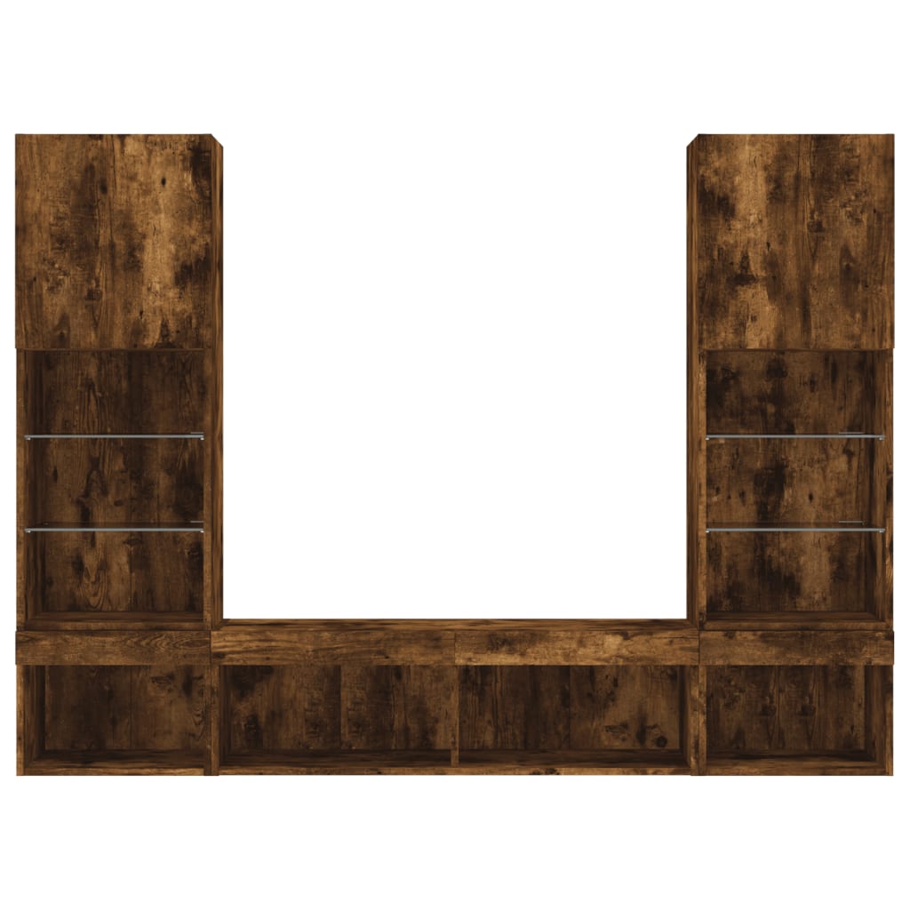 vidaXL 5 Piece TV Wall Units with LED Smoked Oak Engineered Wood