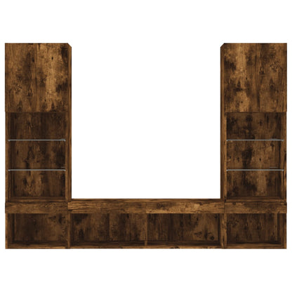 vidaXL 5 Piece TV Wall Units with LED Smoked Oak Engineered Wood