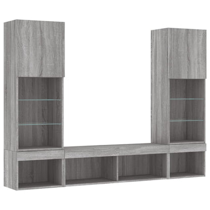 vidaXL 5 Piece TV Wall Units with LED Grey Sonoma Engineered Wood