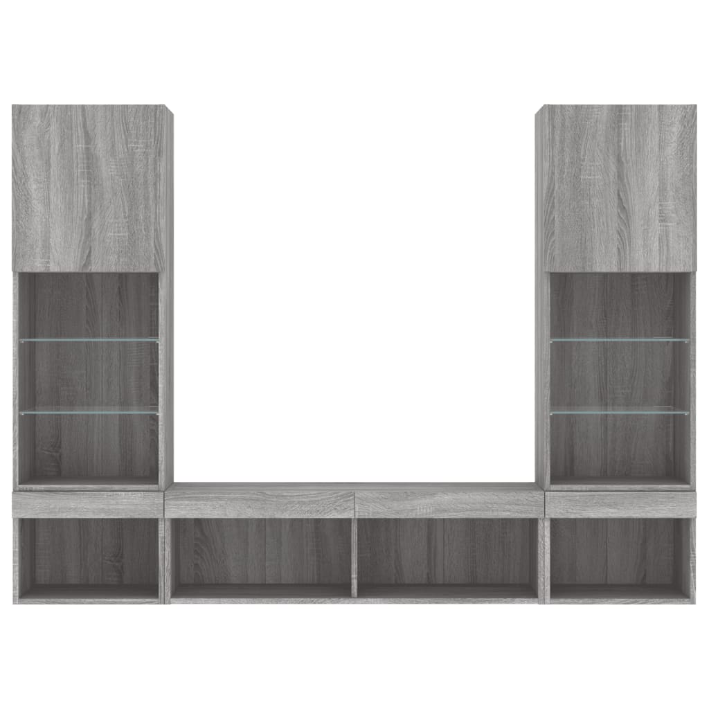 vidaXL 5 Piece TV Wall Units with LED Grey Sonoma Engineered Wood