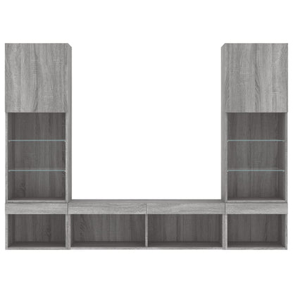 vidaXL 5 Piece TV Wall Units with LED Grey Sonoma Engineered Wood