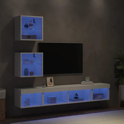 vidaXL 5 Piece TV Wall Units with LED White Engineered Wood
