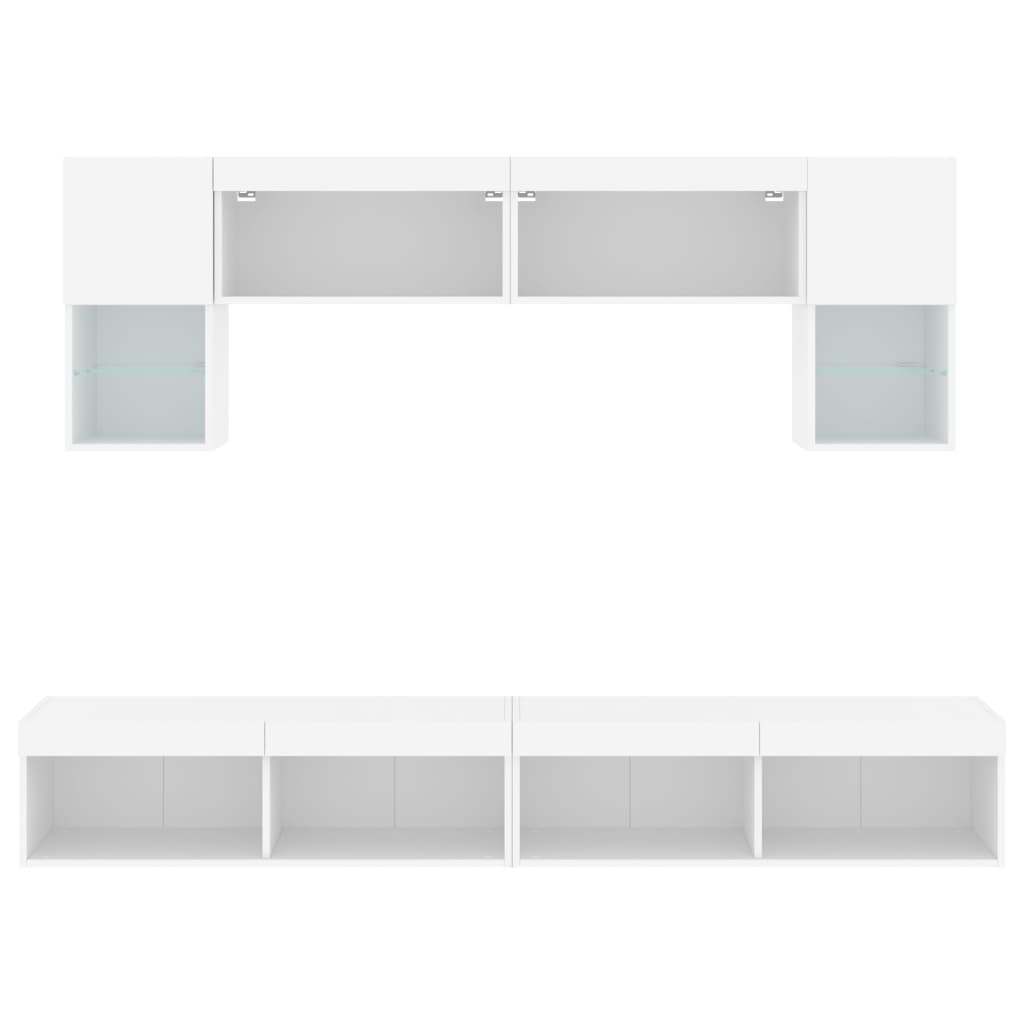 vidaXL 6 Piece TV Wall Units with LED White Engineered Wood
