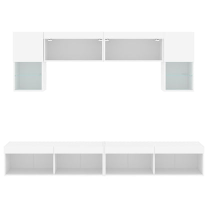 vidaXL 6 Piece TV Wall Units with LED White Engineered Wood