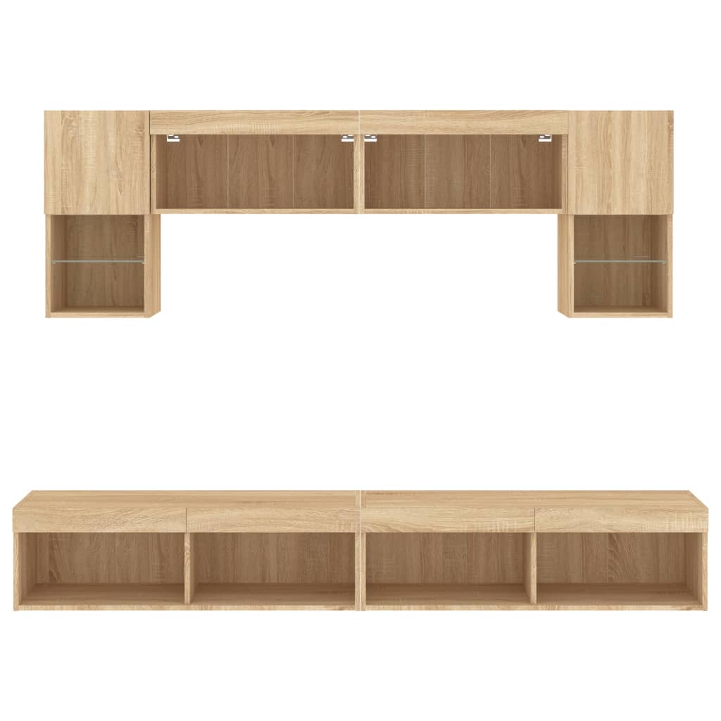 vidaXL 6 Piece TV Wall Units with LED Sonoma Oak Engineered Wood