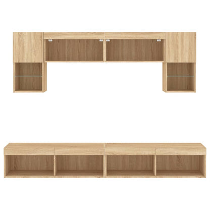 vidaXL 6 Piece TV Wall Units with LED Sonoma Oak Engineered Wood